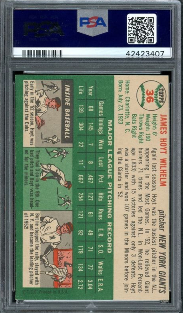 1954 Topps #36 Hoyt Wilhelm PSA MINT 9