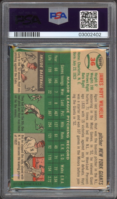 1954 Topps #36 Hoyt Wilhelm PSA NM-MT 8