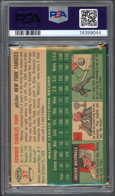 1954 Topps #37 Whitey Ford PSA NM-MT 8