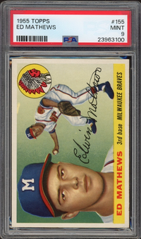 1955 Topps #155 Ed Mathews PSA MINT 9