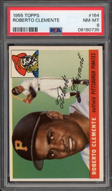 1955 Topps #164 Roberto Clemente ROOKIE PSA NM-MT 8