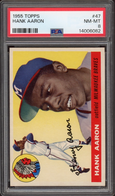 1955 Topps #47 Hank Aaron PSA NM-MT 8