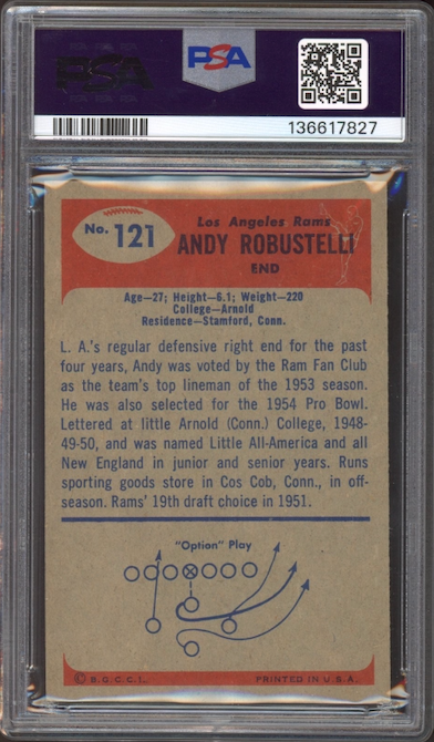 1955 Bowman #121 Andy Robustelli PSA MINT 9