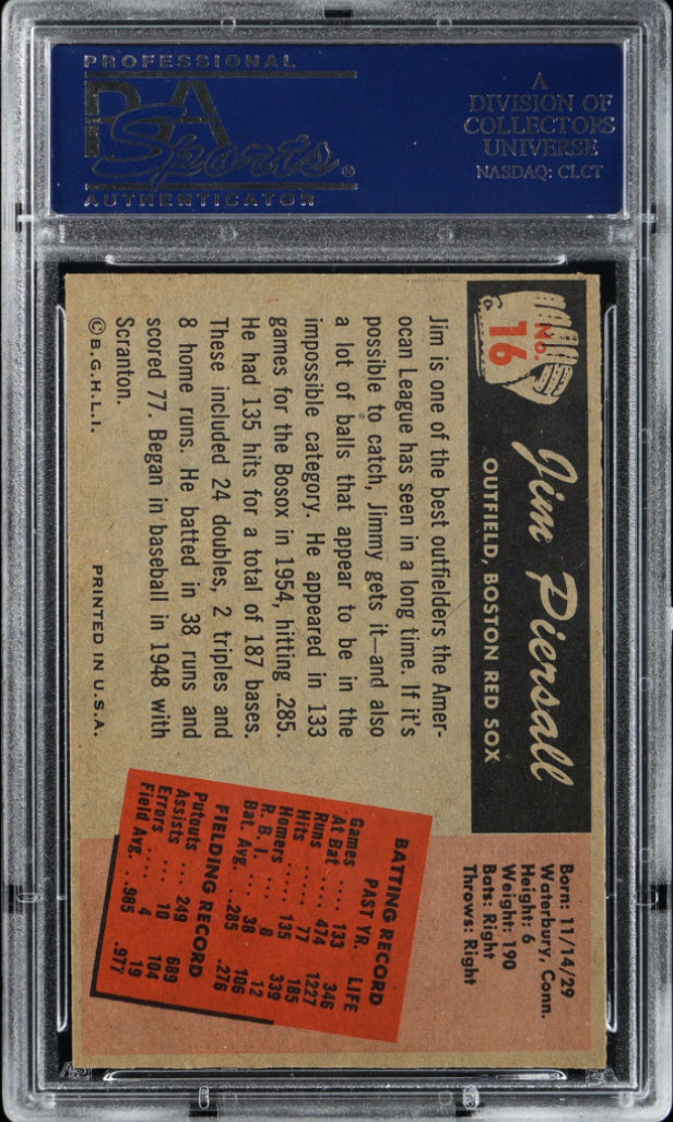 1955 Bowman #16 Jim Piersall PSA MINT 9