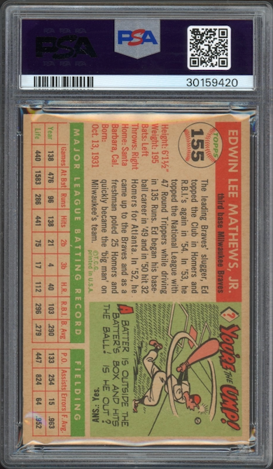 1955 Topps #155 Ed Mathews PSA NM-MT 8
