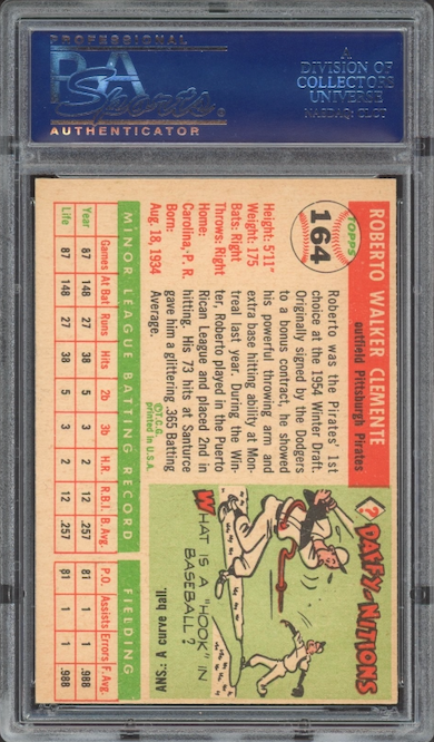 1955 Topps #164 Roberto Clemente ROOKIE PSA NM+ 7.5