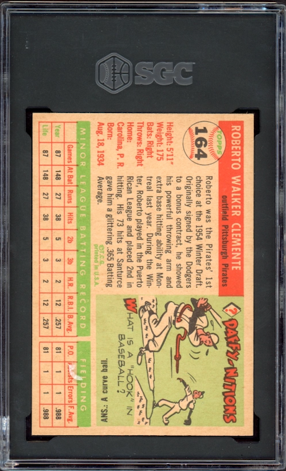 1955 Topps #164 Roberto Clemente ROOKIE SGC NM+ 7.5