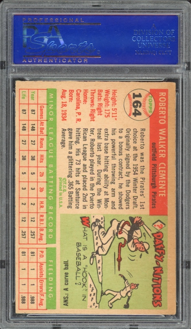 1955 Topps #164 Roberto Clemente ROOKIE PSA EX 5