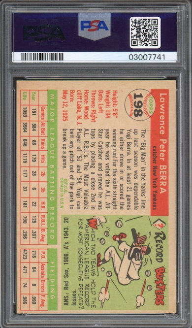 1955 Topps #198 Yogi Berra PSA NM-MT 8