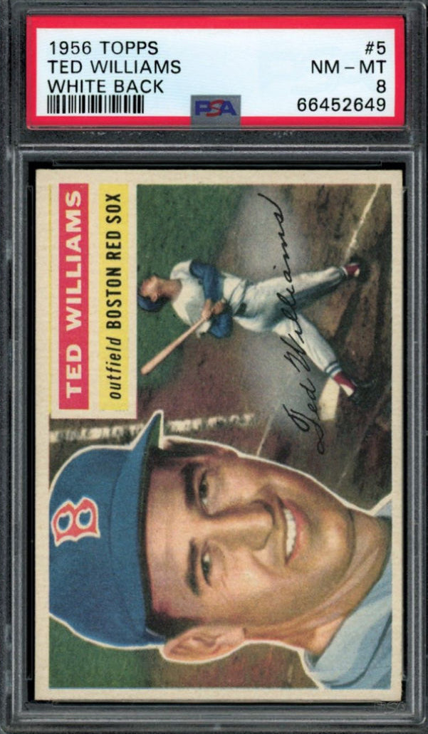 1956 Topps White Back #5 Ted Williams PSA 8