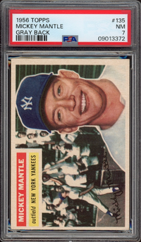 1956 Topps #135 Mickey Mantle Gray Back PSA NM 7