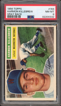 1956 Topps #164 Harmon Killebrew Gray Back PSA NM-MT 8
