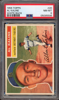 1956 Topps #20 Al Kaline White Back PSA NM-MT 8