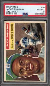 1956 Topps #30 Jackie Robinson Gray Back PSA NM-MT 8