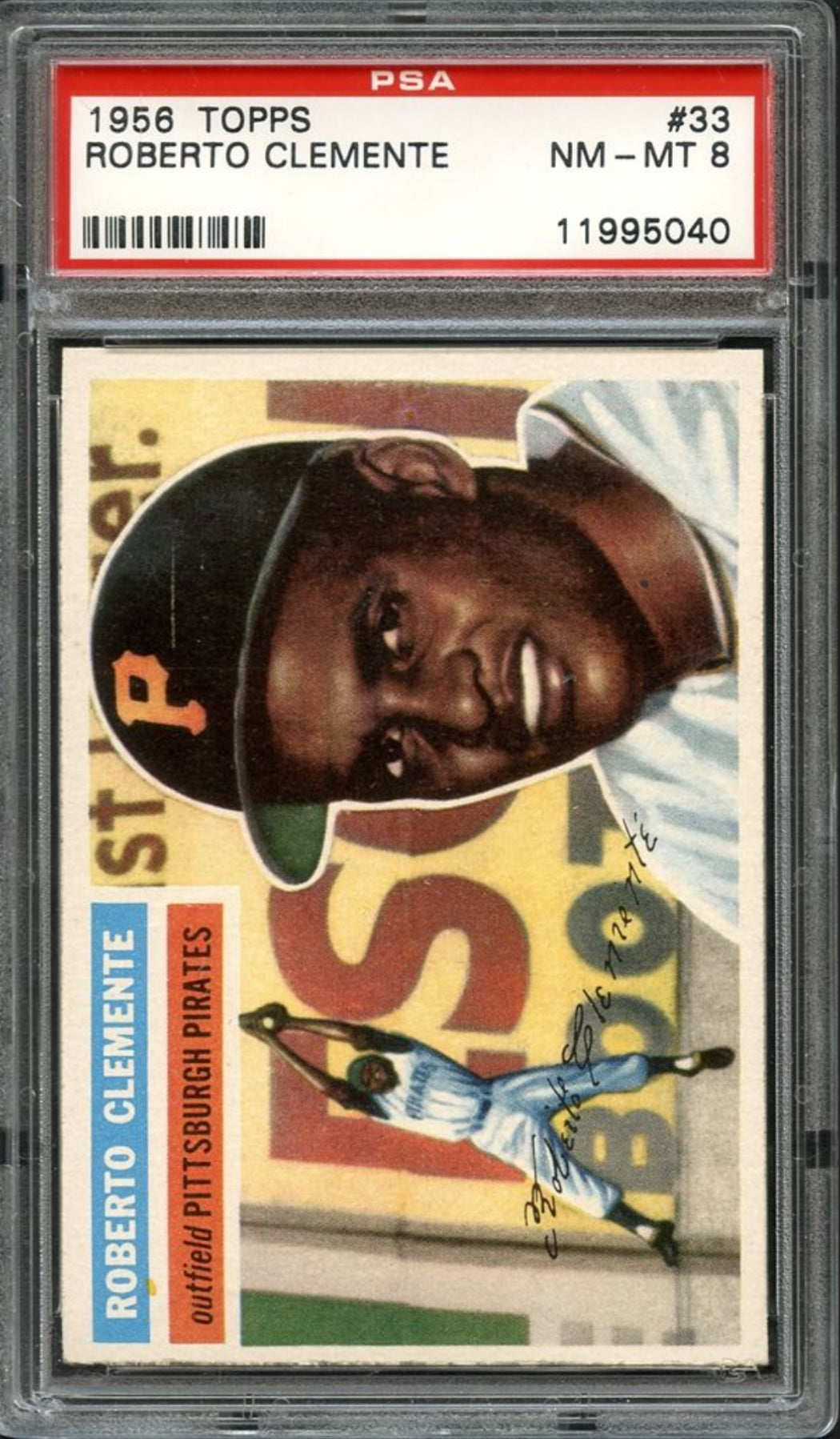 1956 Topps #33 Roberto Clemente PSA 8