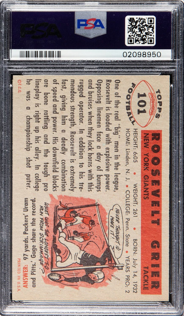 1956 Topps #101 Roosevelt Grier PSA 9