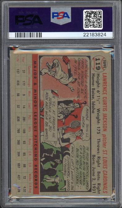 1956 Topps #119 Larry Jackson Gray Back PSA NM-MT+ 8.5