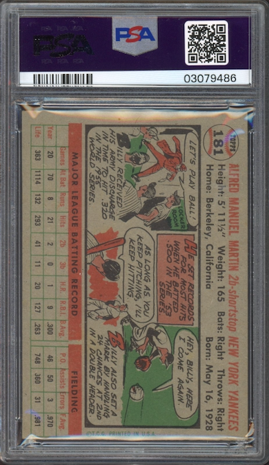 1956 Topps #181 Billy Martin PSA NM-MT 8