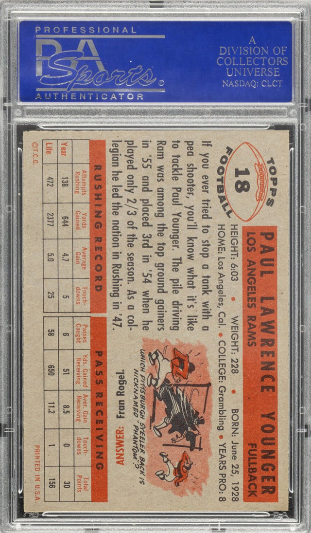 1956 Topps #18 Tank Younger PSA 9