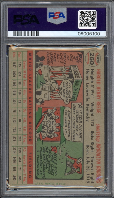 1956 Topps #260 Pee Wee Reese PSA NM-MT 8