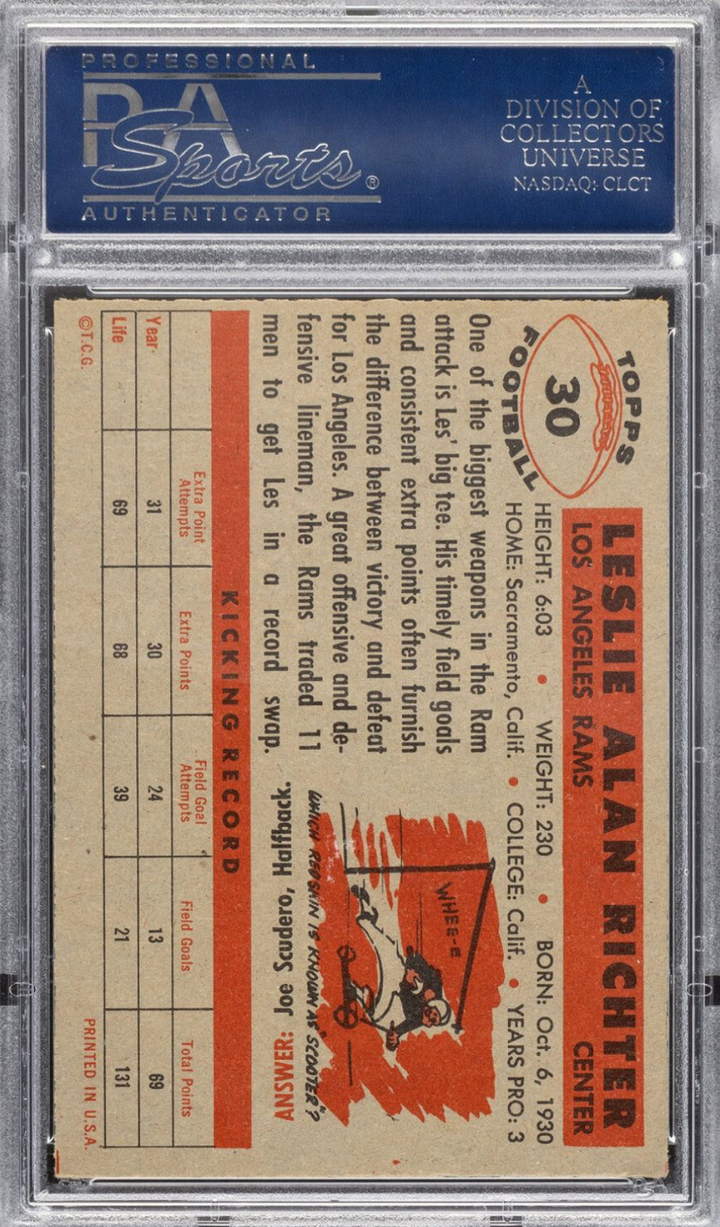 1956 Topps #30 Les Richter PSA NM-MT 8