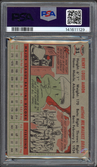 1956 Topps #31 Hank Aaron Gray Back PSA NM-MT+ 8.5