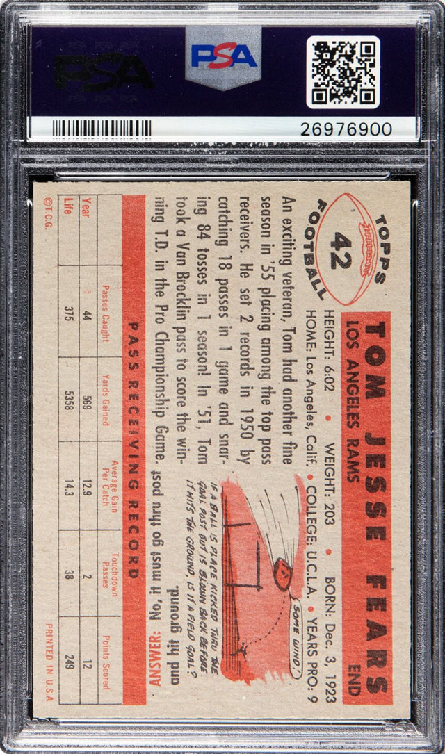 1956 Topps #42 Tom Fears PSA 9