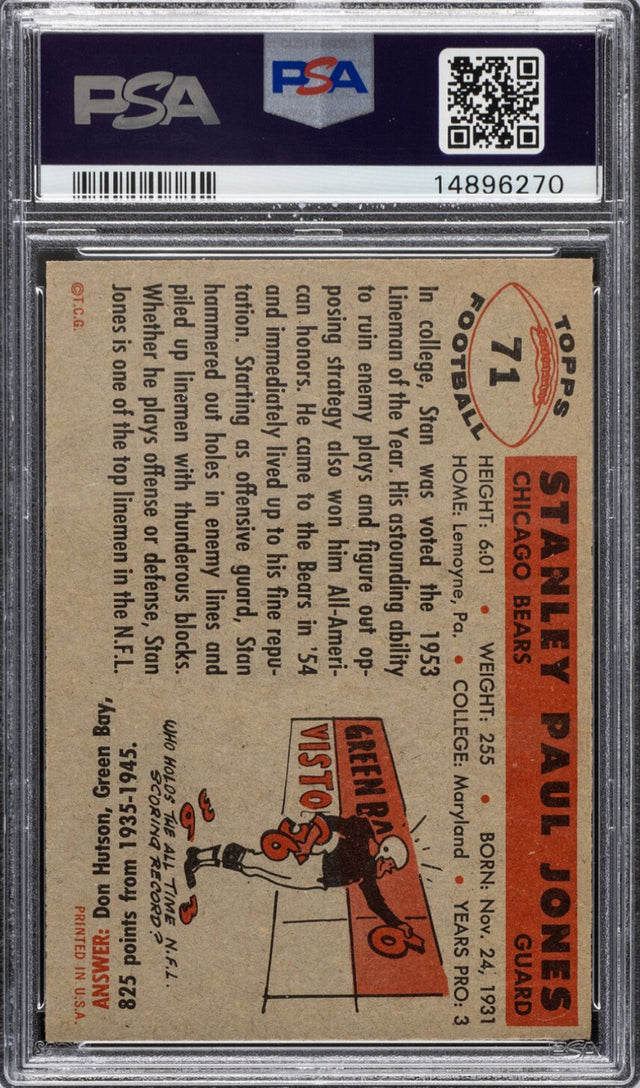 1956 Topps #71 Stan Jones PSA 8