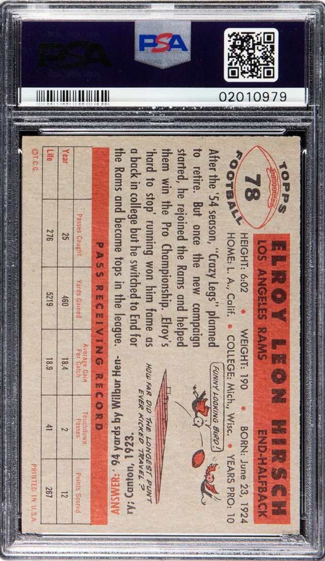 1956 Topps #78 Elroy Hirsch PSA 9