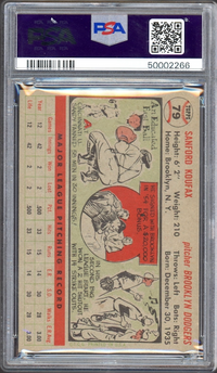 1956 Topps #79 Sandy Koufax Gray Back PSA MINT 9