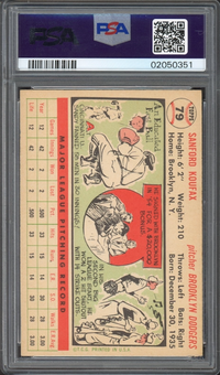 1956 Topps #79 Sandy Koufax White Back PSA NM-MT 8