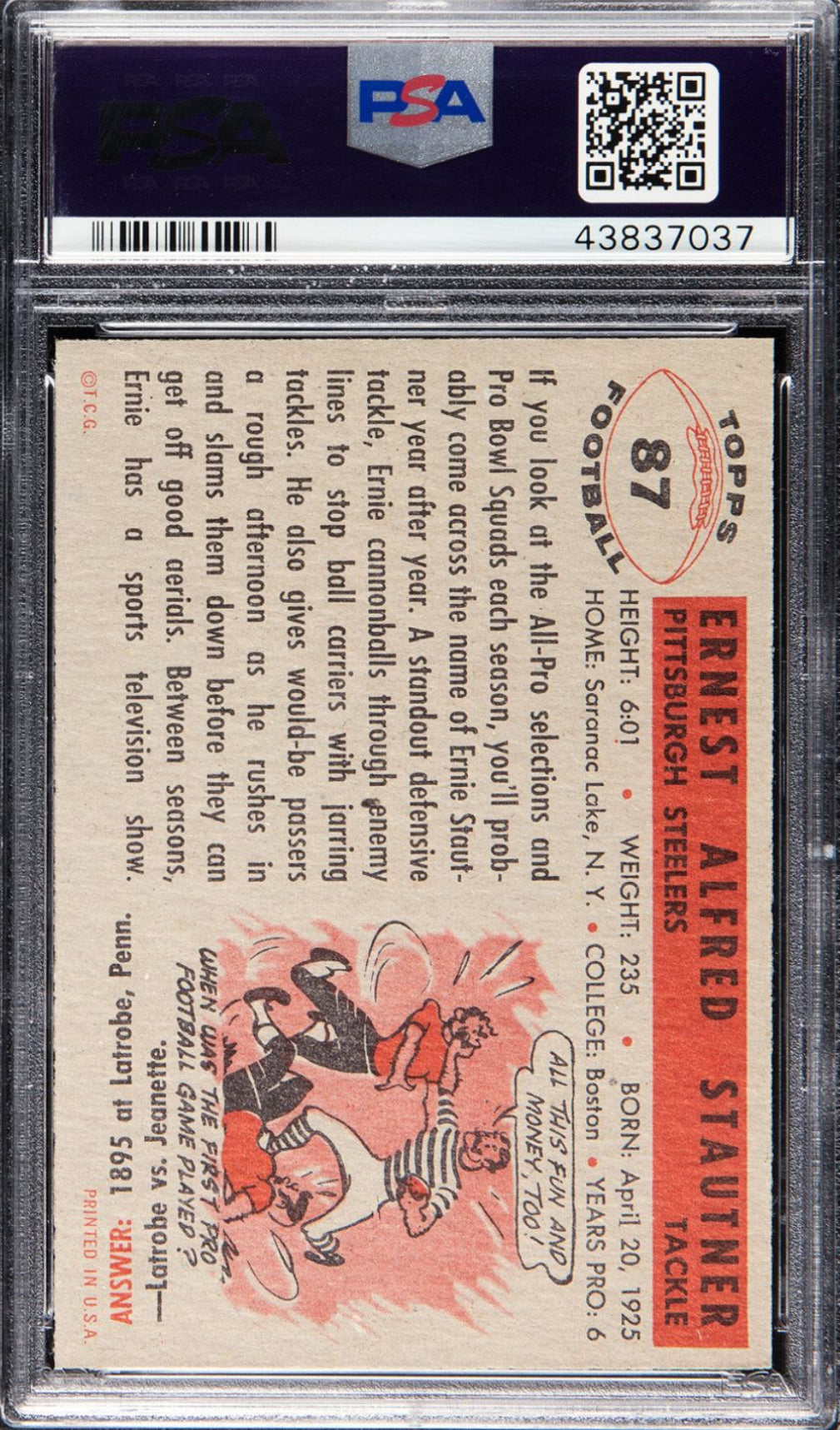 1956 Topps #87 Ernie Stautner PSA 10