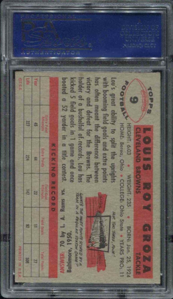 1956 Topps #9 Lou Groza PSA 8