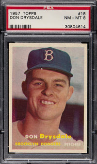 1957 Topps #18 Don Drysdale PSA 8