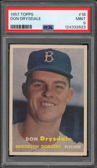 1957 Topps #18 Don Drysdale ROOKIE PSA MINT 9