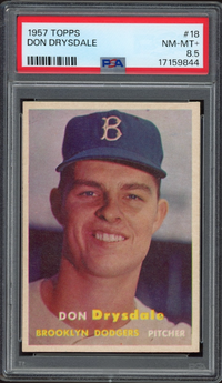 1957 Topps #18 Don Drysdale ROOKIE PSA NM-MT+ 8.5