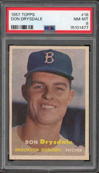 1957 Topps #18 Don Drysdale ROOKIE PSA NM-MT 8
