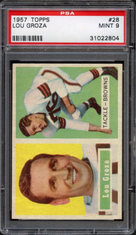1957 Topps #28 Lou Groza PSA 9