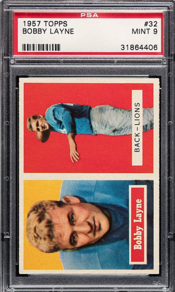 1957 Topps #32 Bobby Layne PSA 9