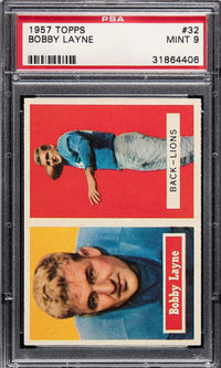 1957 Topps #32 Bobby Layne PSA 9