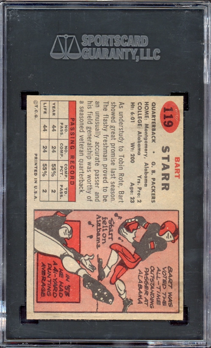 1957 Topps #119 Bart Starr ROOKIE SGC NM 7