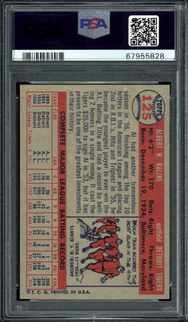 1957 Topps #125 Al Kaline PSA NM-MT 8