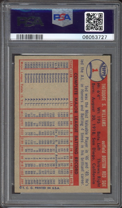 1957 Topps #1 Ted Williams PSA MINT 9