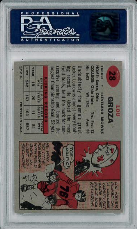 1957 Topps #28 Lou Groza PSA 8