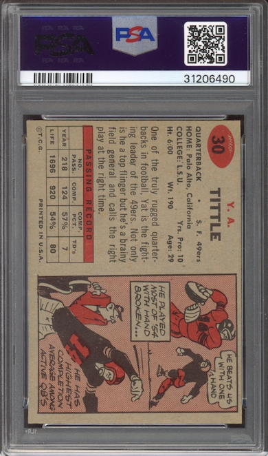 1957 Topps #30 Y.A. Tittle PSA NM-MT 8
