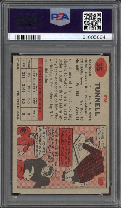 1957 Topps #35 Emlen Tunnell PSA NM-MT 8