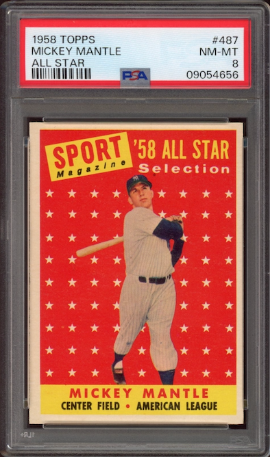 1958 Topps #487 Mickey Mantle All Star PSA NM-MT 8