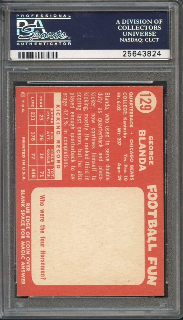 1958 Topps #129 George Blanda PSA 8