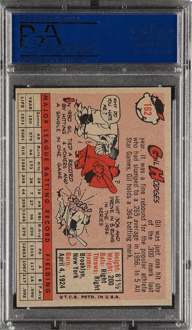 1958 Topps #162 Gil Hodges PSA 9