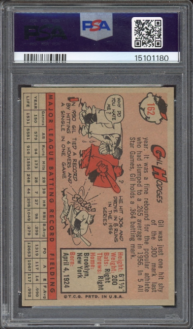1958 Topps #162 Gil Hodges PSA MINT 9